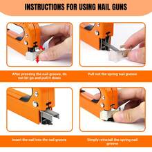 AutoFu Heavy Duty Hand Tacker Staple Gun - 3000 Staples 3 Type Nails Stapler, 3 In 1 Upholstery Stapler For Fixing Material, Decoration, Carpentry, Furniture, Doors And Windows Back To School - Orange - View 9