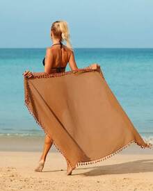 Eicolorte Sarong Cover Up Womens Beach Cover Up Bikini Bathing Suit Swimsuit Swimwear Coverup Sarong Pareo Wraps Women - Coffee - 查看 5
