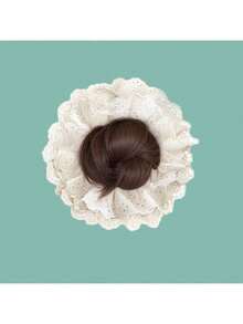 Gumka do włosów z koronką, wielofunkcyjna maszyna do robienia koronkowych koków, urządzenie do robienia koków ze sztucznych kwiatów, puszysta gumka do włosów w kształcie słodkiego pączka, utrwalacz i koloryzacja przedłużek do koków, gumka do włosów z damskimi akcesoriami, jednokolorowa, boho, królewska, imprezowa, urocza, poliestrowa, gumka do włosów, gumki do włosów