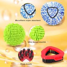 Replacement Mop Heads For 2 Tank Spin Mop System, 2 Microfiber Refills, 1 Scrub Brush, And 1 Mop Base Set Combo