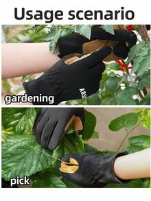 1 Pair Men Full Finger Gloves For Outdoor Work, Gardening, Thick & Anti-Slip Palm, Wear-Resistant