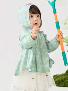 mini bala 女童荷叶边连帽夹克 2025 春季轻盈甜美外套