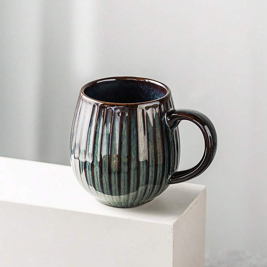 High-Quality Retro Ceramic Mug, Can Be Used For Drinking Coffee, Tea And Beverages, Valentine's Day Gift - 藍色 - 查看 1