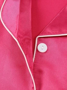 Girls Pajamas, Satin Silky Pjs Set Kids 2Pcs Button-Down Nightwear Sleepwear Gift For Kids - 玫紅色 - 查看 6