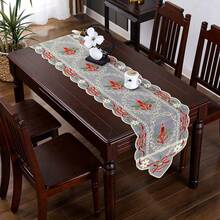 1pc Christmas Table Runner, Elegant European Style Party Tablecloth, Beige Organza With Bell Pattern, Suitable For Christmas Party, Daily Home Furniture & Kitchen Decor, Christmas & New Year Holiday Decoration, Multiple Sizes Available - Beige/Red - View 5