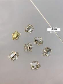 5Pcs/30Pcs/50Pcs Mixed Size Luxury Nail Rhinestone Decorations, New Sparkling Alloy Stacked Rhinestone, Crystal Oblique Heart & Square Nail Charms, Diy Nail Supplies Nails Nail Gems