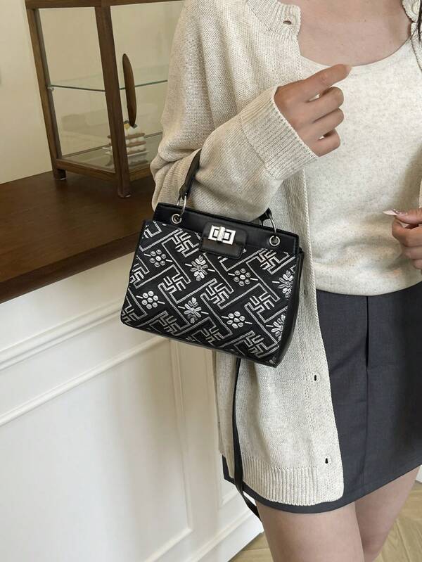 Versatile Commuter Bag, Fashion Women Handbag, Elegant Embroidery Decoration Shoulder/Crossbody Bag