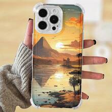 Funda para teléfono (1 unidad). Diseño con estampado de cocoteros al atardecer. Compatible con 16 Plus, XS, 15 Pro, 12, 13 Pro, 14 y 11. Cuenta con TPU transparente y esquinas suaves. - Colores mixtos 1 - Ver 1