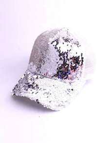 1顶亮片棒球帽，粉色，女士时尚鸭舌帽，透气遮阳帽 - A - 查看 5