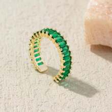 1 anel aberto com pedra de zircônia banhada a ouro 18K, elegante, simples e charmoso, presente para uso diário, presente ideal para namorada