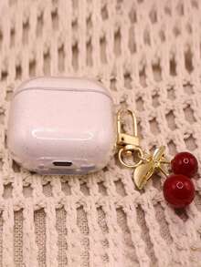 1 pieza Estuche transparente blanco con decoración de cereza con brillo, compatible con Apple 1/2/3ra generación, Pro 2da generación, nuevo de 4ta generación, anti-caídas - transparente - Ver 3