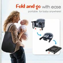 Hook On High Chair - Portable & Foldable For Babies 6-36 Months, Family & Travel Use With Carry Bag (Grey) - Ash - View 5