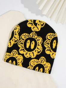 Fashionable Butterfly Pattern Knit Beanie Hat Autumn Accessories - Multicolor - View 3