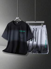 Men's Comfortable Casual Loose Short Sleeve Shorts Set, Summer