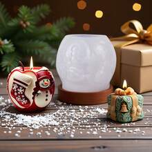 1 件圣诞苹果雪人蜡烛模具松果，礼盒 DIY 手工皂石膏树脂适用于圣诞派对装饰和创意礼物 - 白色 - 查看 2