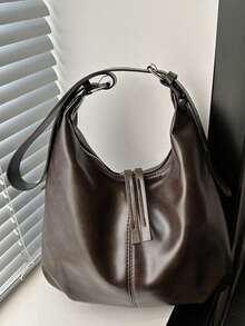 复古大容量柔软纯色女士单肩包，百搭斜挎包，手提包，女士流浪汉单肩包，大容量吊带斜挎包，手提包，休闲工作包