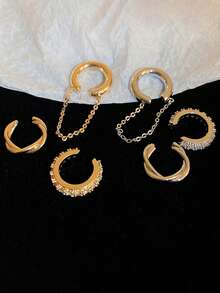 3pcs Delicate And Simple High-End No Piercing Ear Cuff Set - Gold - View 8