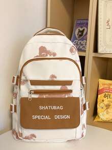 ¡Aquí llega la tormenta de ternura! Esta mochila impresa con dibujos animados súper adorable ofrece múltiples opciones de color, desbordando un encanto infantil. Con su diseño de espacio tridimensional, organiza fácilmente los libros de texto y los artículos varios, mientras que los lindos colgantes le dan un toque juguetón. La gran capacidad la hace perfecta para la vida en el campus y las salidas, combinando practicidad y atractivo visual: ¡un imprescindible para los estudiantes! - Mochila estampada - Ver 7