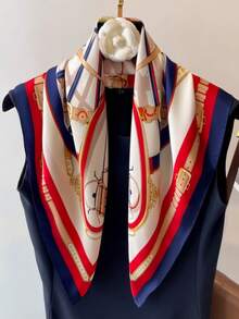 1pc Women's Fashion Printed Scarfs, Elegant Small Square Neck Scarf, Made Of Imitated Silk Fabric Bandana,Versatile As Neckerchief,Wristband,Pocket Square,Hair Band,Head Band Ideal For Dressing Up Your Look - Multicolor - View 2