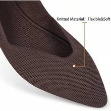 Womens Flat Shoes Classic Pointed Toe Flats Knitted Dress Shoes Soft Comfortable Dressy Flats Women - 6042咖啡 - 查看 4