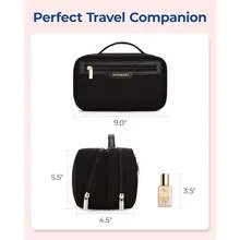 Travel Makeup Bag, Make Up Bag With Multiple Compartments For Organizer, Durable & Compact Cosmetic Organizer For Women For Travel Accessories (Beige) - 黑色 - 查看 5