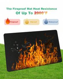Under Grill Mats For Outdoor Grill With  Drawstring Storage Bag, Double-Sided Fireproof Deck And Patio Protector Mat, Indoor Fireplace/Fire Pit Mat, Oil-Proof Waterproof BBQ Protector Mat - màu đen - Xem 3