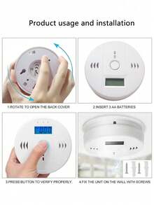 Carbon Monoxide Alarm For Home, Indoor Kitchen Cooker Poisoning Detector, CO Gas Leak Alarm (No AA Battery Included)
