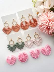 Boho linjer former mjuk lerform, retro präglingsset polymerlera utskärare, lera örhängesutskärare för polymerlera smyckestillverkning, polymerlera örhängesstämpelverktyg, lera smyckestillverkningssats, lera örhängesformar, gör-det-själv örhängespresent - Rosa - Visa 3