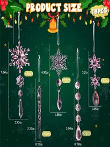 18 قطعة من زينة عيد الميلاد البلورية لتزيين شجرة عيد الميلاد - نجوم الثلج والجليد المعلقة من الأكريليك بلون الشمبانيا مع علاقات، مناسبة لديكور حفلات عيد الميلاد وحفلات رأس السنة الجديدة