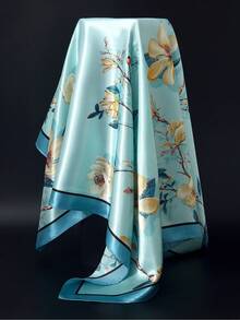 1 Stück Boho-Stil bedruckter eleganter Schal, Tuch, Haarband für Frauen, aus Seidenstoff, geeignet für den täglichen Gebrauch