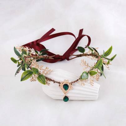 Tiara de elfa del bosque hecha a mano, diadema de elfa del bosque, diadema de elfa floral para mujeres y niñas, accesorios para el cabello de renacimiento, cosplay, baile de graduación, corona, suministros escolares, accesorios de carnaval, boda