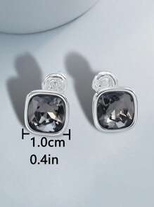 1pc Spanish Retro Style Plated Silver Crystal Drop Earrings, Suitable For Women Party, Banquet, Holiday Gift
