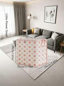 1pc Bohemian Floral Print Foldable Storage Box With Zipper Closure, Large Capacity Polyester Material, Suitable For Clothes, Quilts, Dorm Room And Closet Organization - Multicolor - View 7