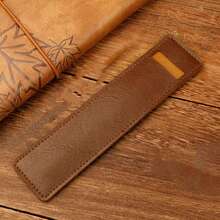 1 件复古 PU 笔袋，简约风格收纳袋，学生文具笔/铅笔盒，学校用品，返校 - 彩色 - 查看 8