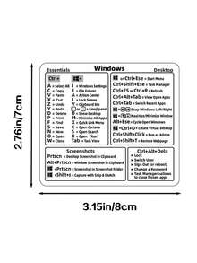1片/2片笔记本电脑Windows/WORD快捷键贴纸，即撕即贴，无需裁剪，高品质，可作为笔记本电脑日常装饰。