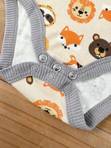 4件套婴儿男女宝宝0-12个月纯棉休闲短袖可爱卡通连体衣四季皆宜 - 彩色 - 查看 7