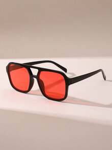 1 件双光束飞行员时尚眼镜，时尚个性化，适合日常、户外、驾驶、旅行、派对飞行员形状太阳镜