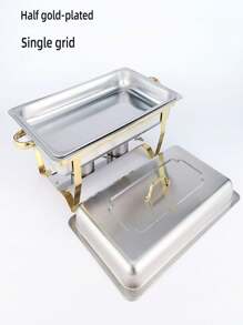 1 Set, Stove, Hanging Cover-Style Dining Warmer, Stainless Steel Catering Warmer Server | Home Stainless Steel Insulated Hot Pot Buffet Warmer | Buffet Warmer With Cover For Restaurants | Food Warmer | Food Warmer Plate For Catering, Parties, Weddings, Only For Cooking | Buffet Warmer, Thick Gold-Plated Stainless Steel Hotel Buffet Warmer, Restaurant Dining Warmer, Square Folding Cover Hotel Buffet Warmer, Food Storage Box
