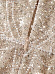 New Design Women's Bandeau Mermaid Silhouette Evening Gown - Khaki - View 8