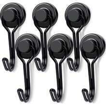 Magnetic Hooks, 30lbs+ Magnet Hook 2025 Cruise Cabin Ship Essentials Heavy Duty Strong Magnets Refrigerator Fridge Hanging For Classroom Beach Vacation Kitchen Grills Home 6pcs (Black) - Silver - View 1