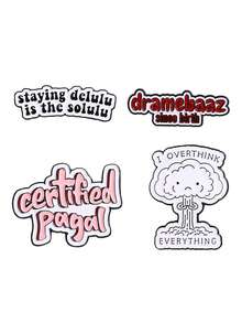 4 件创意西班牙语短语珐琅别针可爱卡通搞笑语录胸针背包衣服翻领徽章珠宝礼物送给朋友