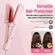 Deep Beach Waver Curling Iron Hair Crimper, Ionic Deep Waver Hair Curler Tool, Beach Waver Curling Wand, Hair Curler And Hot Tools Curling Iron With Ceramic 3 Barrel For Short Hair Women
