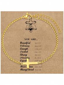 1 件女士十字架仿珍珠青瓷串珠手链套装，时尚西部牛仔风格十字架串珠手链叠戴套装，时尚珠宝礼品，信仰礼品，基督教礼品，友谊礼品