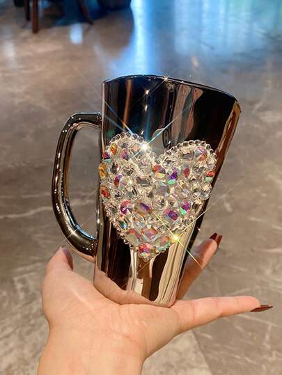 1 件高端奢华水钻激光镀金饮水杯，时尚小众设计水杯、咖啡杯，居家必备厨具和餐具，户外露营野餐