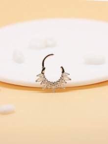 1pc Diamond Zirconia Septum Nose Ring, Cartilage Earring - Yellow Gold - View 7