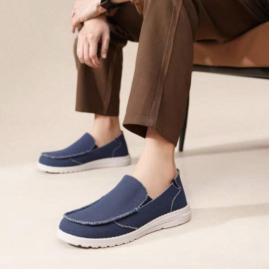 Mens Slip On Shoes Casual Slip-On Loafers Canvas Slip On Shoes Casual Sneakers Comfortable - 藍色 - 查看 1