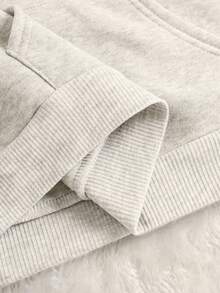 Áo hoodie in hoa dáng rộng cỡ lớn, áo nỉ chui đầu dài tay thường ngày cho nữ vào mùa thu/đông - Màu Xám nhạt - Xem 4