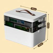 3-Tier Medicine Organizer - Portable First Aid Storage Case For Home & Office - White - View 4