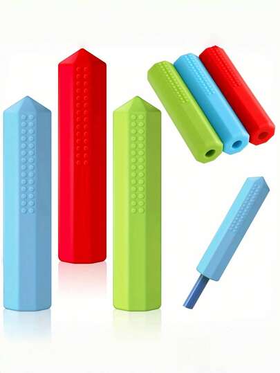 1pc Silicone Pencil Toppers, Stress Relief Chew Caps Help Prevent Finger Biting, Suitable For Autism And ADHD, Silicone Chewing Sensory Toy,School Supplies,Back To School