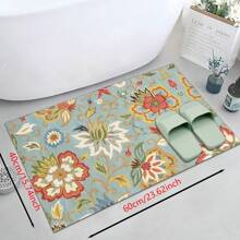 1 pieza, Decoración para el hogar, Alfombra, felpudo o tapete de cerámica de diatomita con patrón floral vintage impreso, antideslizante, rectangular con impresión 3D, apto para sala de estar, dormitorio, pasillo, baño, lavandería - Alfombras de poliéster, aptas para decoración de interiores y exteriores del hogar